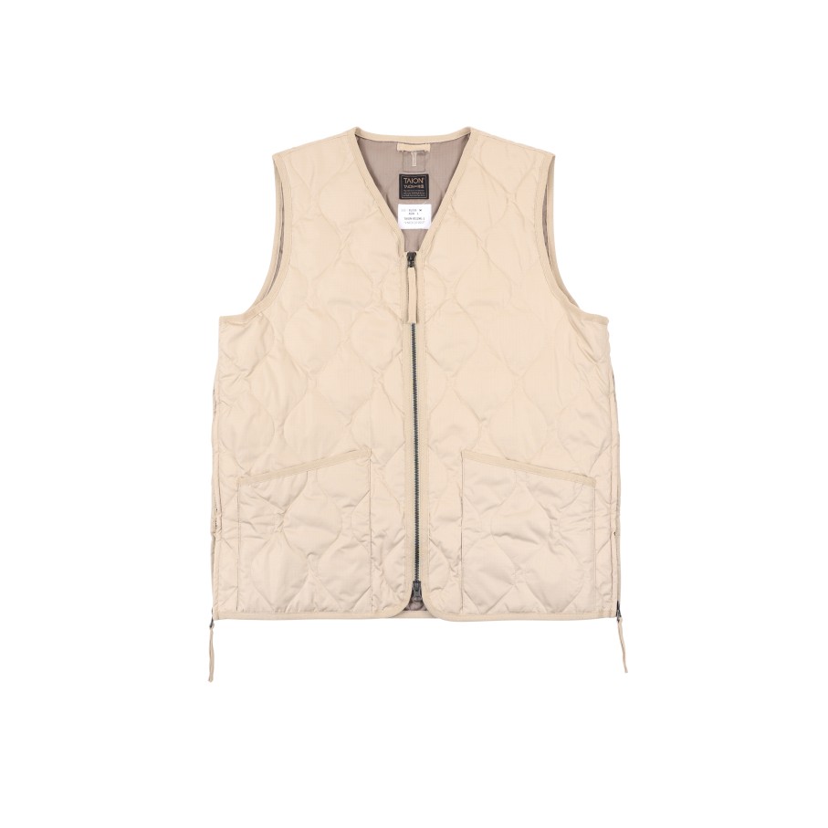 Tops 432HZ | Taion Military V-Neck Zip Down Vest Taion-001Zml-1 Chac