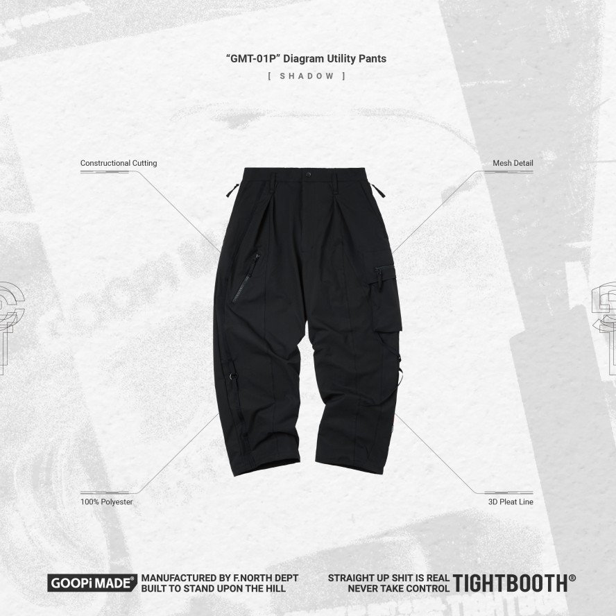 Bottoms 432HZ | Goopimade "Gmt-01P" Diagram Utility Pants - Shadow