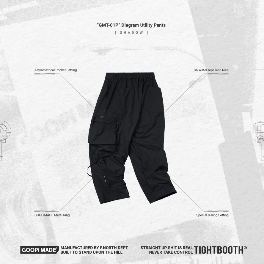 Bottoms 432HZ | Goopimade "Gmt-01P" Diagram Utility Pants - Shadow