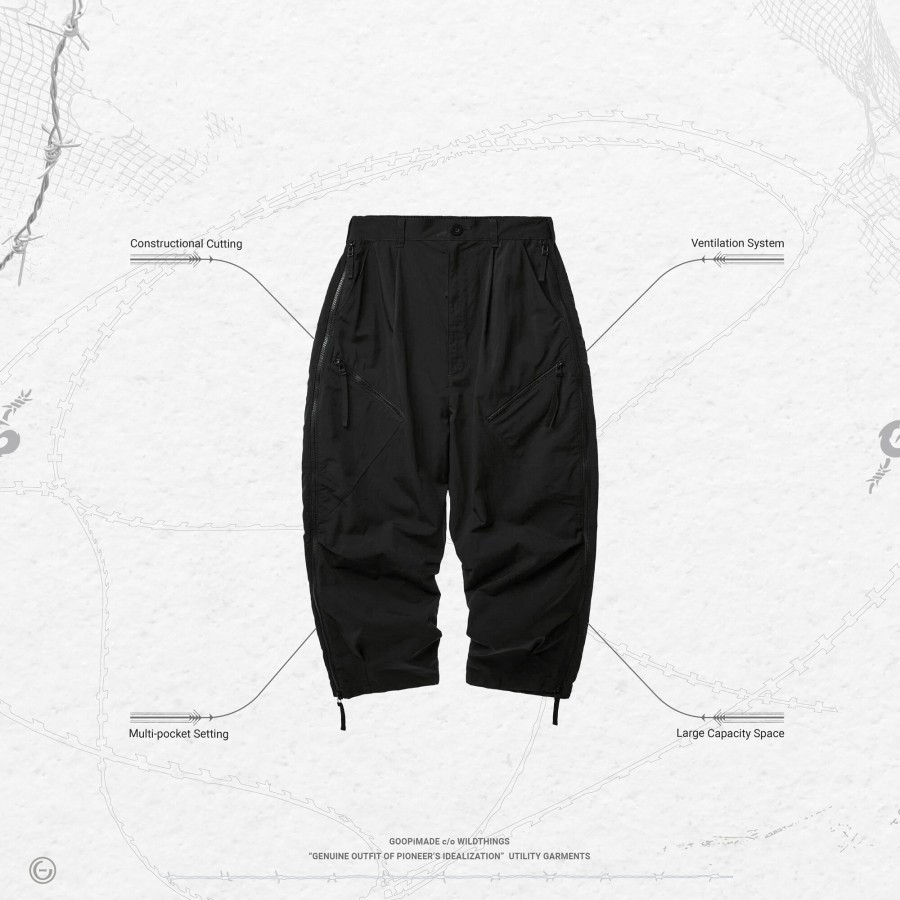 Bottoms 432HZ | Goopimade Transformed-Zip Tactical Pants - Black