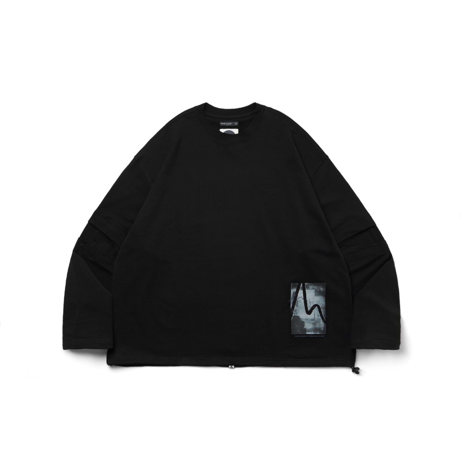 Tops 432HZ | Melsign - Stitching Detail L/S Tee - Black