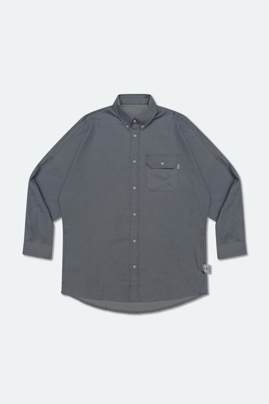 Tops 432HZ | Grocery "St-007" Oversized Chambray Shirt Gro0066 Grey