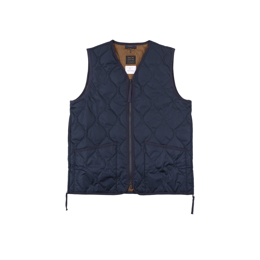 Tops 432HZ | Taion Military V-Neck Zip Down Vest Taion-001Zml-1 Crea