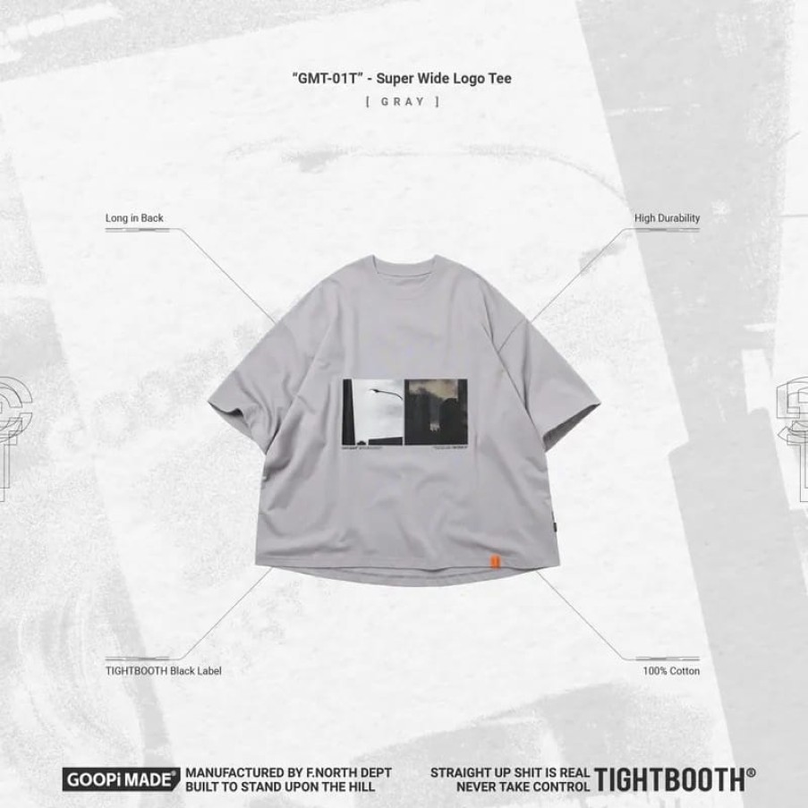 Tops 432HZ | Goopimade "Gmt-01T" - Super Wide Logo Tee - Gray