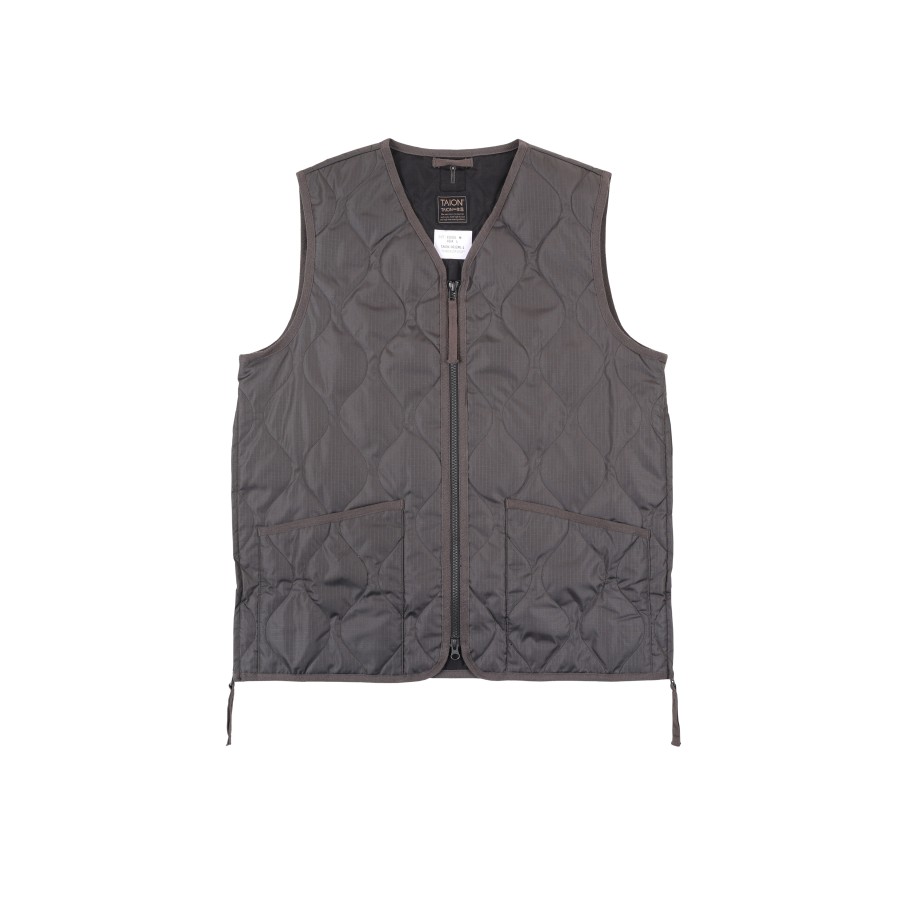 Tops 432HZ | Taion Military V-Neck Zip Down Vest Taion-001Zml-1 Char