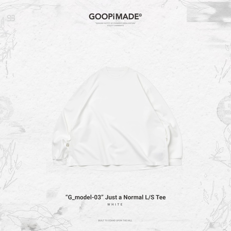 Tops 432HZ | Goopimade "G_Model-03" Just A Normal L/S Tee - White