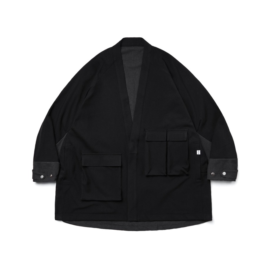 Tops 432HZ | Melsign - 2-Way Functional Kimono Overcoat - Black